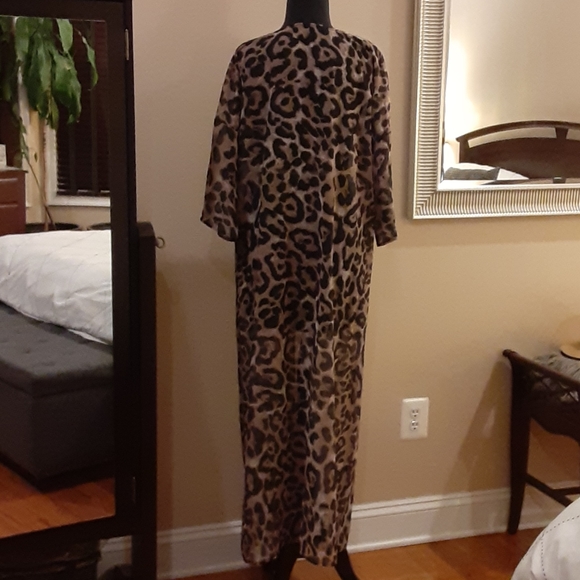 SHEIN sheer leopard open drape long cardigan XS - Picture 5 of 7
